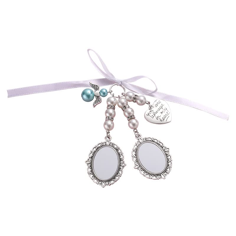 30set Sublimation Blank Wedding Bouquet Photo Charms Memory Charms Oval Frame Memorial Picture Charm DIY Pin Brooch with Oval Glass Cabochon Pendants Bulk for Wedding Party Bridal Shower