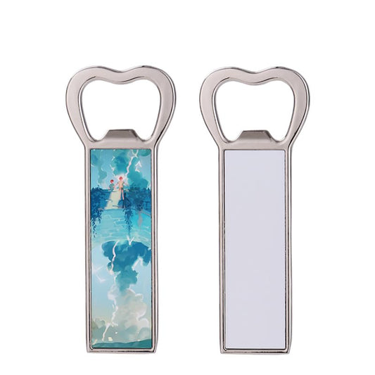 30 Pcs Sublimation Blanks Metal Bottle Opener With Fridge Magnet Beer Bottle Opener DIY Heat Transfer Metal Refrigerator Magnet for Wedding Party Bar Kitchen Restaurant