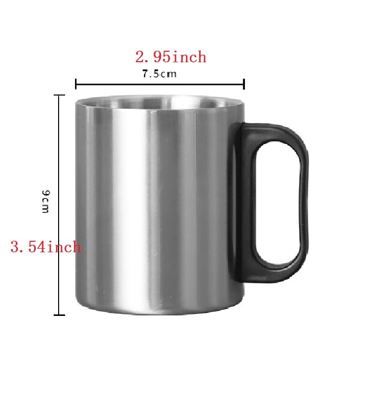 5 Pack,Sublimation Blank Vintage Coffee Mugs Stainless Steel Mug with Handle 10oz/300ml Camping Coffee Mugs Outdoor Hiking Cup Lightweight Camping Gear for DIY Heat Transfer Print