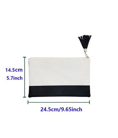 SCCFMM 20 Pack Sublimation Blank Linen Makeup Bags With Tassels Sublimation Blanks Cosmetic Bags Pu Bottom, DIY Heat Transfer Linen Pen Case Pencil Bags,Travel Toiletry Zipper Bags