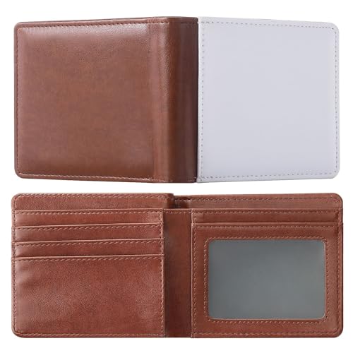 SCCFMM 10 Pieces Brown Color Sublimation Blank Men Wallets Card Holder Gifts Wallet Employee Appreciation Thank You Gifts Graduation Heat Transfer Sublimation Wallet for Men Father's Day