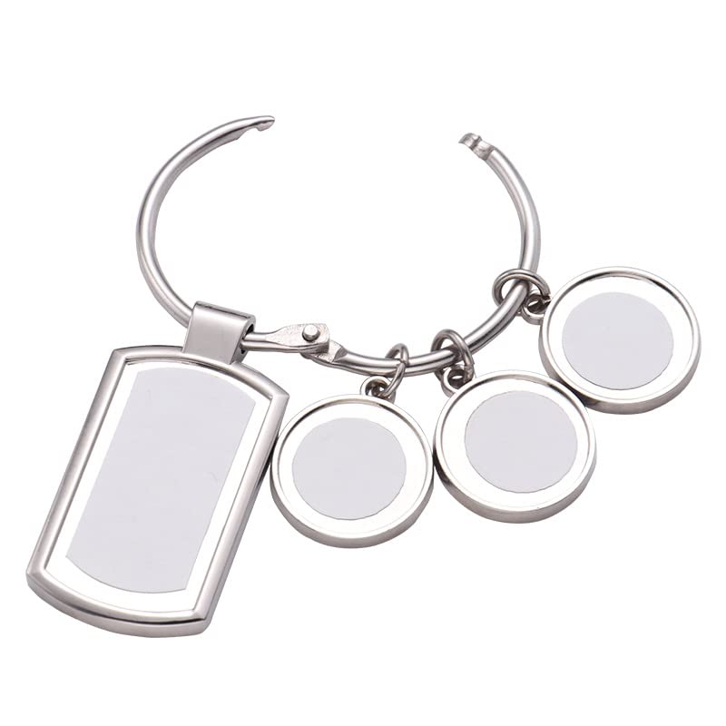 20Pcs Sublimation Blanks Metal Keychain with 4 Panel Photo DIY Heat Transfer Press Key Chains with Keyrings for Photos, Laser Engraving Crafts for Gifts