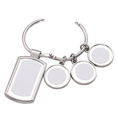 20Pcs Sublimation Blanks Metal Keychain with 4 Panel Photo DIY Heat Transfer Press Key Chains with Keyrings for Photos, Laser Engraving Crafts for Gifts