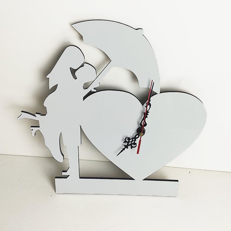 3 Pcs Sublimation Blank Wall Clock MDF Heart Shape Sublimation Print DIY Heat Transfer Wall Clocks Silent Non Ticking Battery Operated Decorative for Home Kitchen Office Hotel