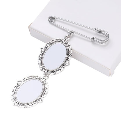 30 set Sublimation Blank Bouquet Charms for Wedding Memory, Wedding Bouquet Photo Charms with Oval Glass Cabochons for Bridal Shower, DIY Heat Transfer Print