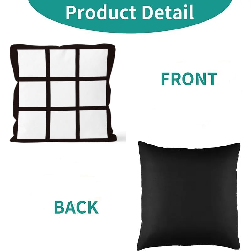 20Pieces Sublimation Blanks 9 Panel Pillow Case DIY Polyester Cushion Cover 15.7 x 15.7 Inch for Sublimation Heat Transfer Printing Sofa Couch No Pillow Insert