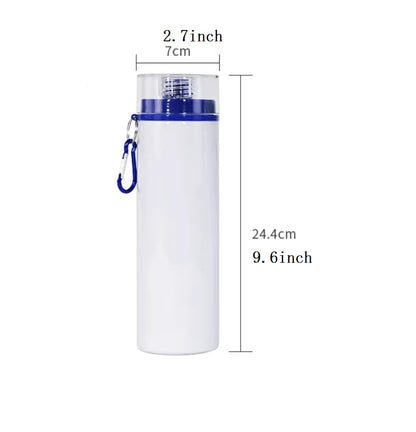 8pcs 750ml/25oz Sublimation Blank Aluminum Sports Bottle With Color Lids DIY Heat Press Outdoor Sport Water Bottle with Cover