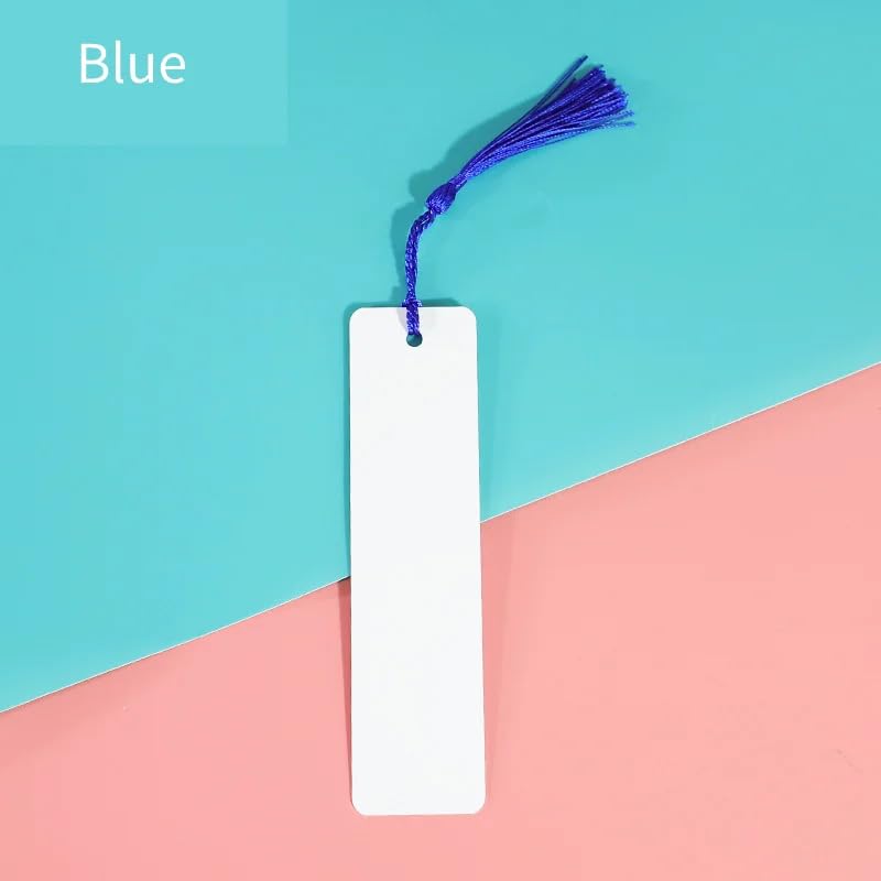 50 pcs Sublimation Blank Bookmarks Aluminum Metal Sublimation Bookmark Double Side Blank with Hole and Colorful Tassels Bulk DIY Heat Transfer Print for Book Lovers DIY Blank Bookmarks