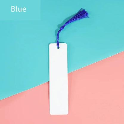 50 pcs Sublimation Blank Bookmarks Aluminum Metal Sublimation Bookmark Double Side Blank with Hole and Colorful Tassels Bulk DIY Heat Transfer Print for Book Lovers DIY Blank Bookmarks