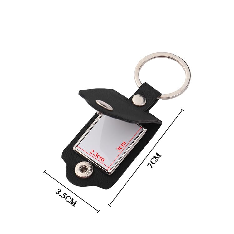 SCCFMM 40pieces Metal Sublimation Blanks Keychain with PU Leather Cover, Sublimation Heat Transfer DIY KeyChains Photos Print for DIY Crafts Gift