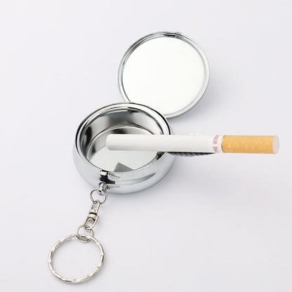 20pcs Sublimation Blank Portable Pocket Ashtray/Vehicle Cigarette Ashtray, DIY Heat Transfer Print Mini Stainless Steel Ashtrays with Key Chain and Cigarette Snuffer, Modern Ash Holder for Auto Use