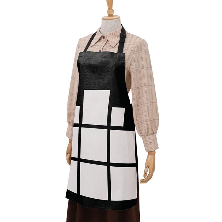 SCCFMM 5 Pack Sublimation Blank 9 Panel Bib Apron Linen Cotton Kitchen Adults Aprons Diy Heat Transfer Print Unisex White Cooking Kitchen Apron for Restaurant Home
