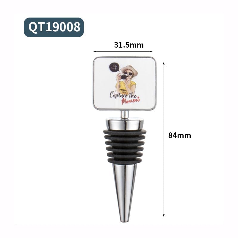 20pcs Sublimation Blank Metal Wine Bottle Stoppers, Reusable Wine Stoppers Aluminum Heat Transfer Print Red Wine Stoppers DIY Blank Wine Accessories for Gift, Bar, Party, Wedding