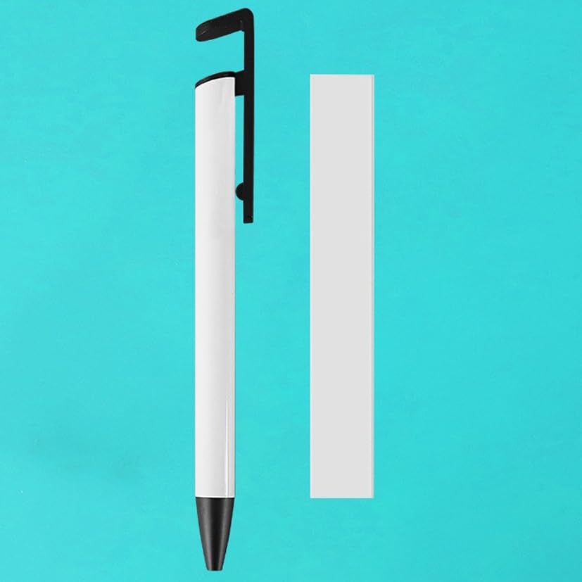 50 pcs Sublimation Blank Pens DIY Heat Transfer Ballpoint Pen with Shrink Wrap White Aluminum Customized School Supplies for Christmas DIY Office School Stationery Supplies