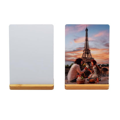 SCCFMM 8 Pack Sublimation Blank Photo Frames Metal Aluminium Wall Picture with Wood Base DIY Photo Prints for Family Happy Wedding Holiday Desktop Party Gift Decoration(5×7inch)