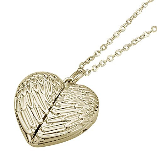 SCCFMM 20 Set Sublimation Blank Angel Wing Necklace with Bezel Pendant Trays Locket Necklace DIY Heat Transfer Photo Frame Personalized Memorial Necklaces for Wending DIY Jewelry Making Crafts