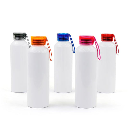 SCCFMM 10 pieces 25oz Sublimation Blanks White Sport Outdoor Aluminum Bottle Portable Colorful Laptop Lid for DIY Heat Transfer Printing