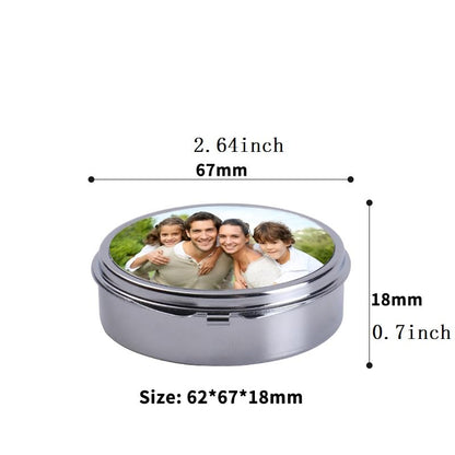 20pieces Sublimation Blank Metal Round Pill Box 3 Compartment Medicine Pill Case,Portable Pocket Purse Pill Box Decorative Metal Medicine Vitamin Organizer for DIY Print