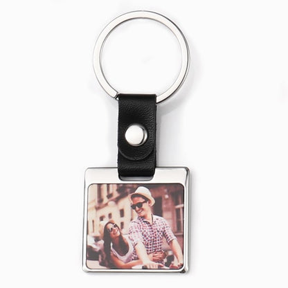 SCCFMM 50Pack Sublimation PU Leather Keychain Blanks Metal Round Heart Shape DIY Heat Transfer Key Chain Pendant for Gift Crafts