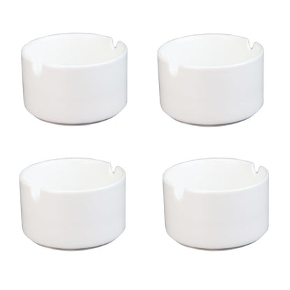 4 Pack Sublimation Blank White Ceramic Ashtrays for Cigarettes, DIY Heat Transfer Print Round Ceramic Holder for Tabletop Patio Indoor Fancy Gift for Smokers Home Office Desktop