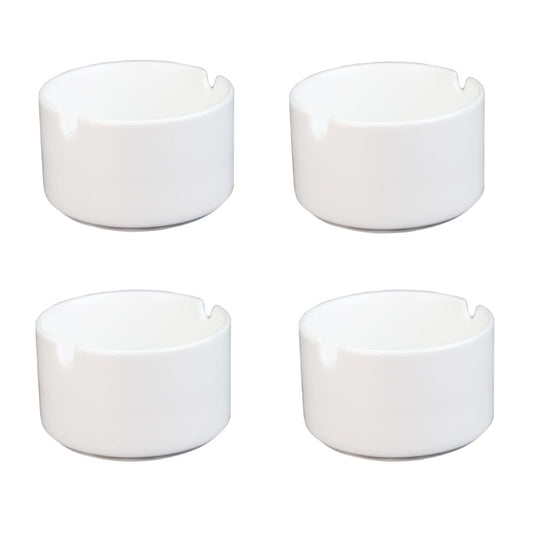 4 Pack Sublimation Blank White Ceramic Ashtrays for Cigarettes, DIY Heat Transfer Print Round Ceramic Holder for Tabletop Patio Indoor Fancy Gift for Smokers Home Office Desktop