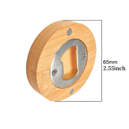 20 Pack 2 in 1 Sublimation Blank Bamboo Bottle Opener+ Refrigerator Magnet,Round Wooden Stainless Steel Table Opener Mug Cup Coasters,DIY Heat Transfer Print Beer Openers for Kitchen,Bar,Restaurant