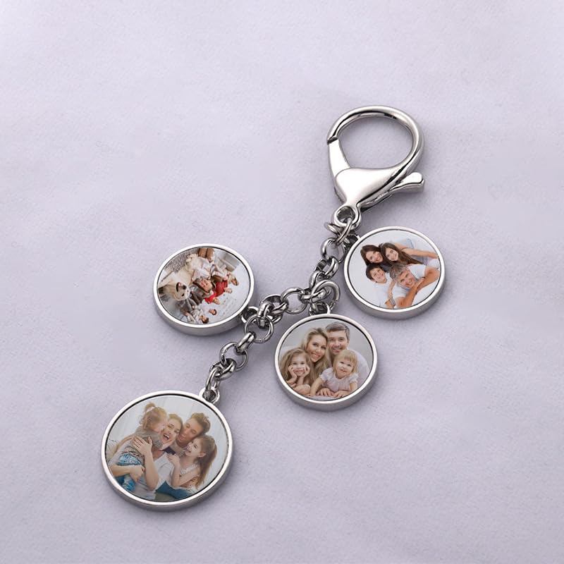 20Pcs Sublimation Blanks Bulk Keychain with 4 Panel DIY Heat Transfer Press Key Chains with Keyrings for Photos, Laser Engraving Crafts for Gifts