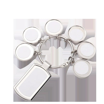 SCCFMM 10 Pcs Sublimation Blanks Keychain With 7 Keyring, DIY Heat Transfer Press Key Chains with Keyrings for Photos, Laser Engraving Crafts