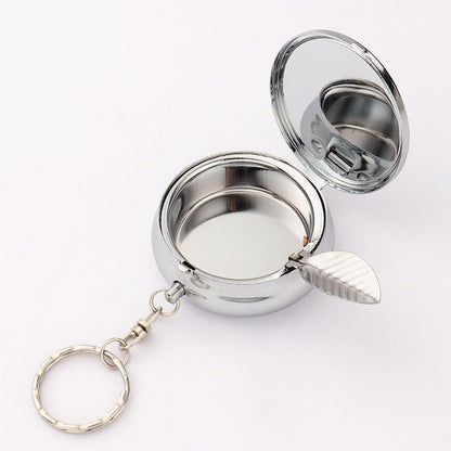 20pcs Sublimation Blank Portable Pocket Ashtray/Vehicle Cigarette Ashtray, DIY Heat Transfer Print Mini Stainless Steel Ashtrays with Key Chain and Cigarette Snuffer, Modern Ash Holder for Auto Use