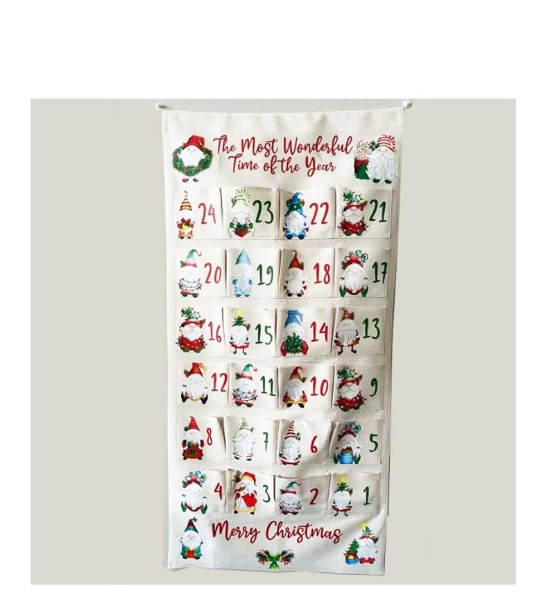 2 Pack Sublimation Blank Linen Cotton Home Decoration Calendar - DIY Heat Transfer Print for Holiday Crafting, Linen Material, 50x25in with 24 Pockets Include Rope and Stick