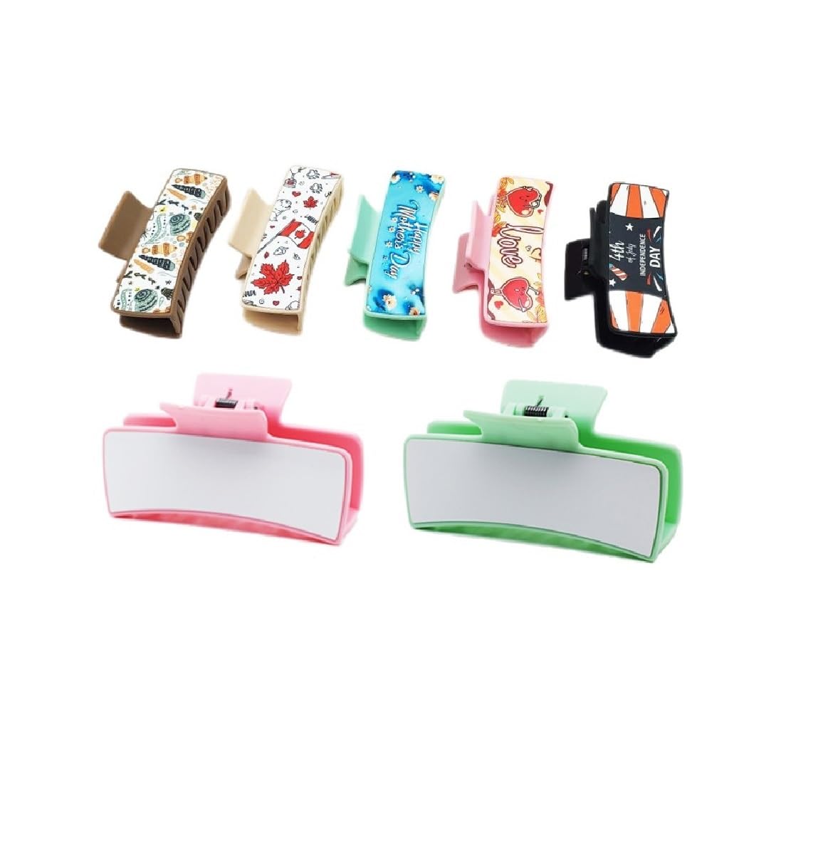 12 Pack Sublimation Blanks Non-Slip 3.39 Inch Rectangle Hair Claw Clips for Thin, Thick, Long Hair - DIY Heat Transfer Strong Hold (6 color each 2 pieces)