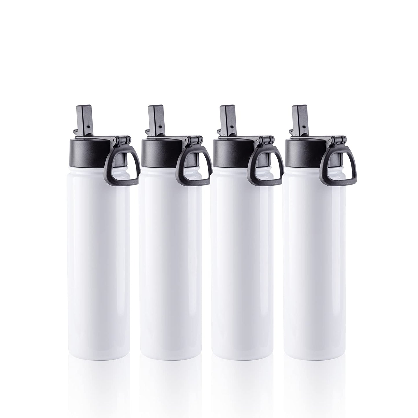 4 Pack Sublimation Blank Tumbler 22 OZ Sports Wide Mouth Stainless Steel Water Bottle Vacuum Flask with Straw and Portable Handle for Tumbler Press Machine Sublimation Print