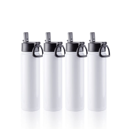 4 Pack Sublimation Blank Tumbler 22 OZ Sports Wide Mouth Stainless Steel Water Bottle Vacuum Flask with Straw and Portable Handle for Tumbler Press Machine Sublimation Print