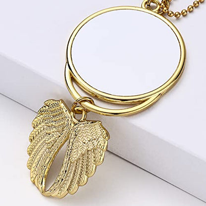 SCCFMM 20pcs Sublimation Blanks Hanging Ornament Pendant, Car Rearview Mirror Pendant with Sublimation Blank, Angel Wing Ornament Charms Pendant for Keychain Car Christmas Decor