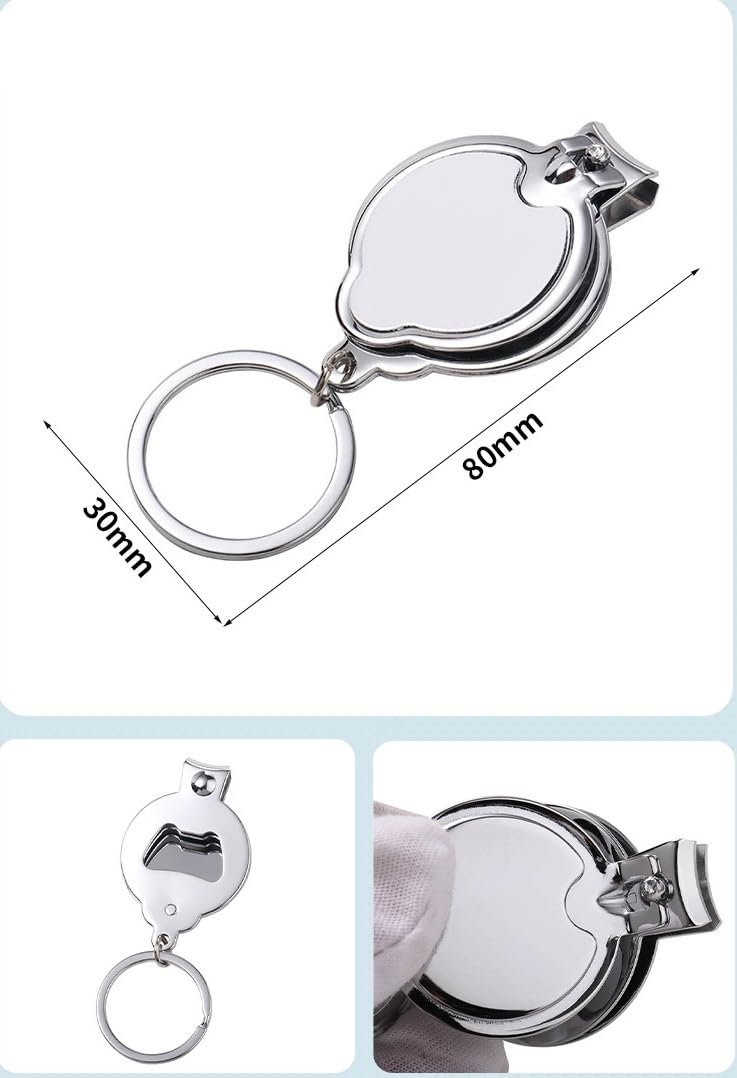 SCCFMM 20 Set Sublimation Blank Multi Function Nail Clipper Keychain with Nail Bottle Opener Keychain DIY Heat Transfer Print for Party Wedding Favor Gift Decorations Souvenirs Guest