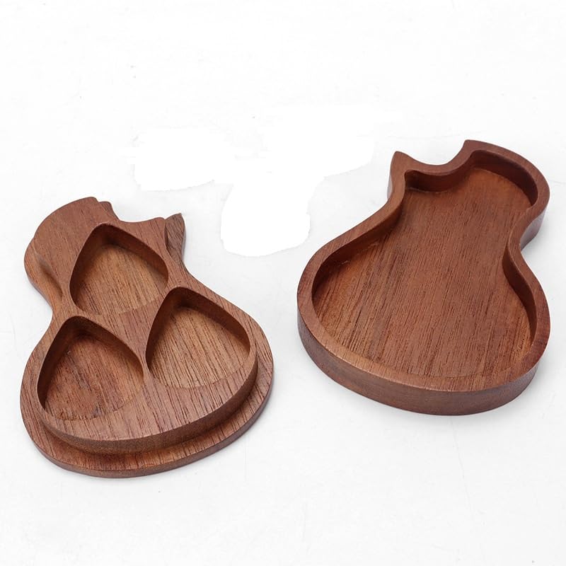 30 pieces Wood Guitar Pick Box Holder For Laser Engrave, Wooden Collector Engraved Pick Box Classical Triangle Picks for Present Music Instrument Bass (no include guitar picks)