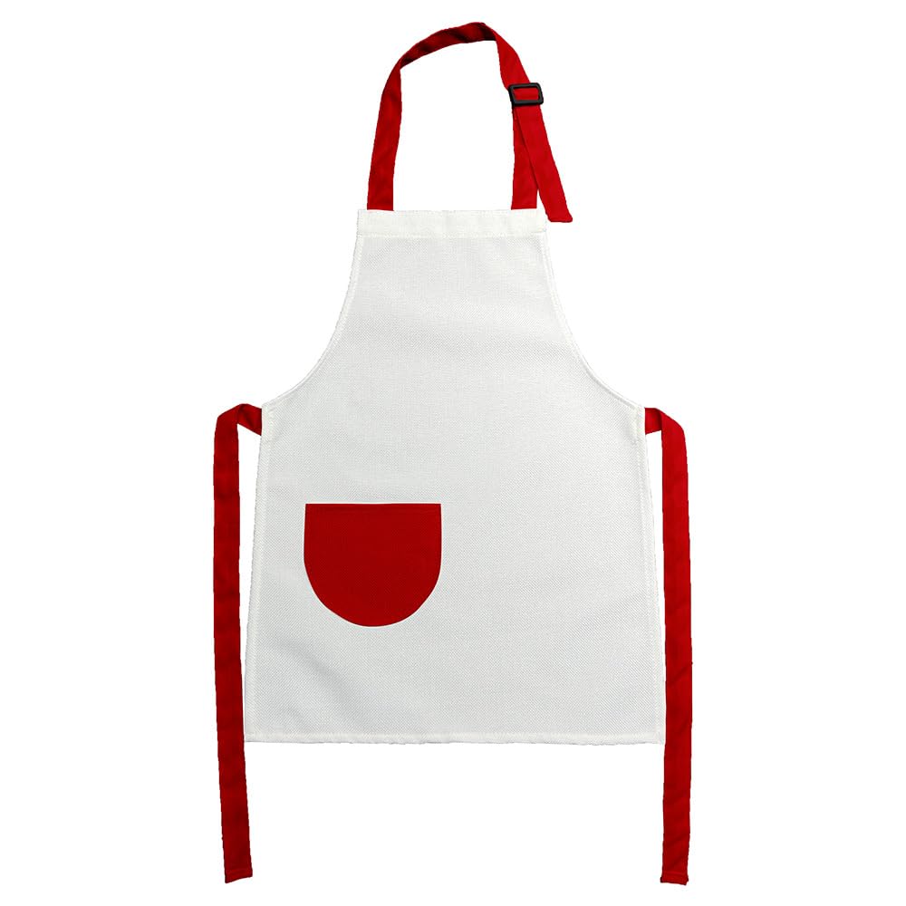 SCCFMM 10 Pieces 47 * 36cm/18.5 * 14.2inch Sublimation Blank Colorful Kid Apron Adjustable Children Chef Apron with Pocket for Cooking Baking For DIY Heat Transfer Print