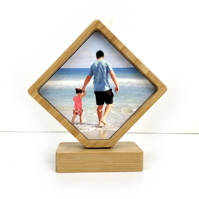 10 Pieces Sublimation Blanks Bamboo Frame Sublimation Blank Home Decorative Heat Transfer Photo Frame Bamboo Picture Frame Ornament for DIY Custom Tabletop Supplies (Heart)