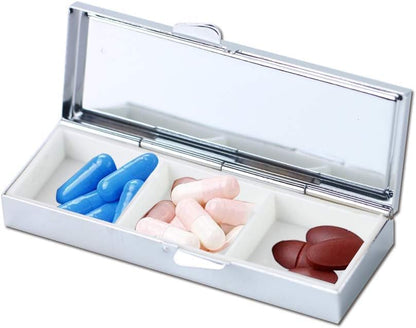 20pcs Rectangle 3 Compartment Sublimation Blank Pill Box Metal Medicine Pill Case One Week,DIY Print Portable Pocket or Purse Pill Box for Sublimation Print