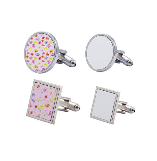 40 Pcs Sublimation Blanks Metal Cufflink DIY Heat Transfer Cuff Buttons Sublimation Blank DIY Shirt Cuff Links for Wedding Business and Daily Wear
