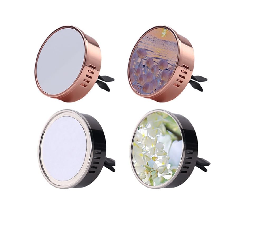 20 PCS Sublimation Blank Essential Oil Car Diffuser Vent Clip, Sublimation Car Aromatherapy Diffuser Locket Air Freshener with 20 Refill Pads For DIY Heat Transfer Print