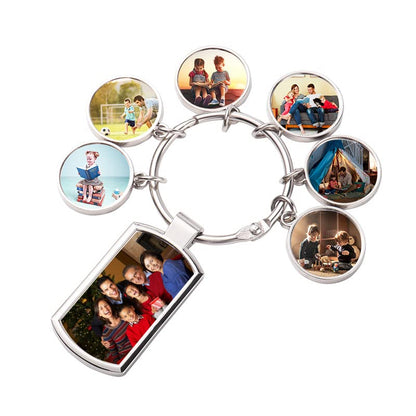 SCCFMM 10 Pcs Sublimation Blanks Keychain With 7 Keyring, DIY Heat Transfer Press Key Chains with Keyrings for Photos, Laser Engraving Crafts