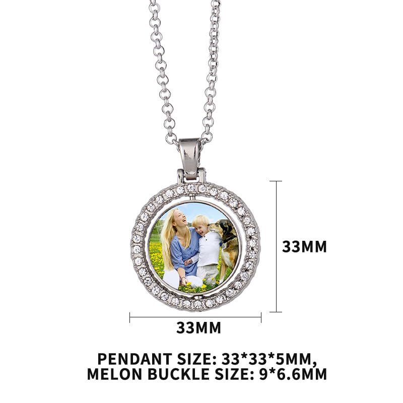 20 Pcs Sublimation Blank Rhinestone Trays Pendant Set, Blank Rhinestone Bezel Trays Pendant , DIY Heat Transfer Print Thick Chains Ornament Charms with Sublimation Discs for Jewelry Necklace Making