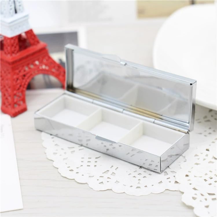 20pcs Rectangle 3 Compartment Sublimation Blank Pill Box Metal Medicine Pill Case One Week,DIY Print Portable Pocket or Purse Pill Box for Sublimation Print
