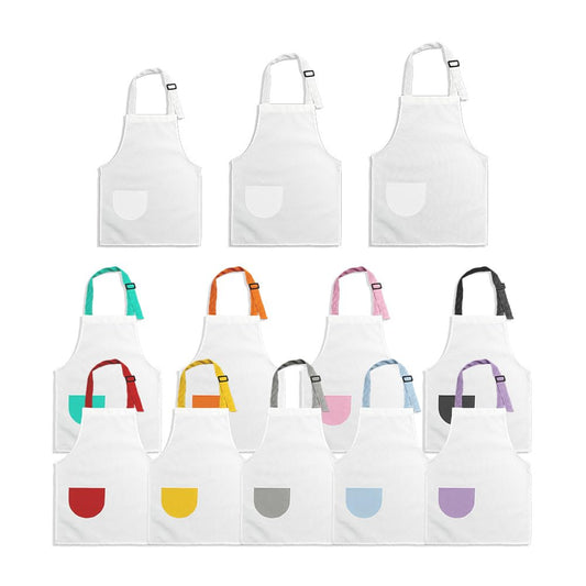 SCCFMM 10 Pieces 47 * 36cm/18.5 * 14.2inch Sublimation Blank Colorful Kid Apron Adjustable Children Chef Apron with Pocket for Cooking Baking For DIY Heat Transfer Print