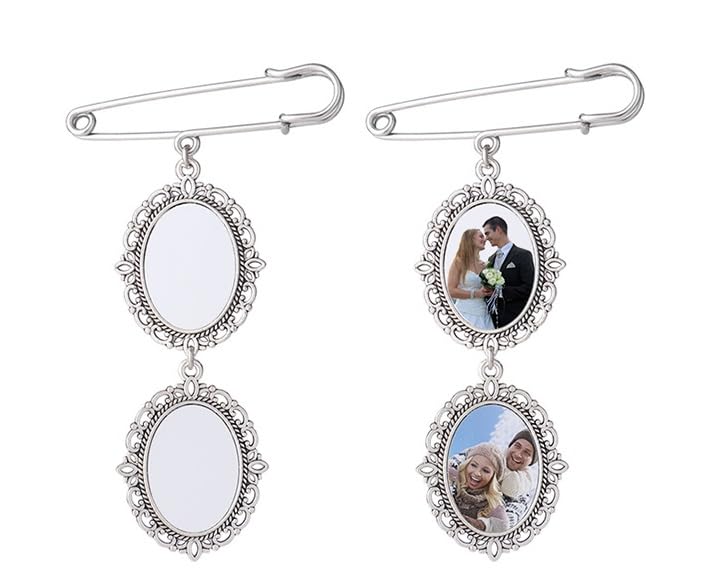 30 set Sublimation Blank Bouquet Charms for Wedding Memory, Wedding Bouquet Photo Charms with Oval Glass Cabochons for Bridal Shower, DIY Heat Transfer Print