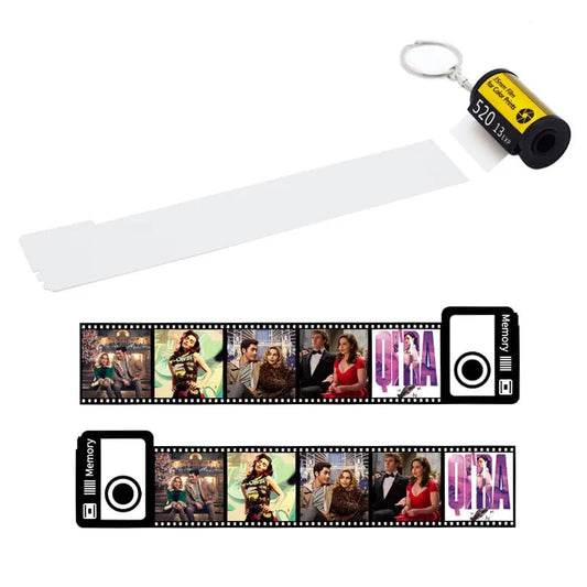 30 Set Sublimation Blank Memory Film roll Keychain, Double-Sided Sublimation Camera Film roll Key Chain for DIY Heat Transfer Print
