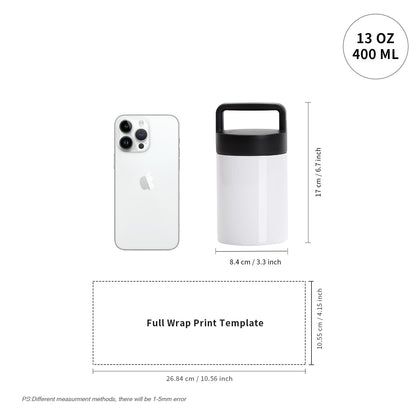 8 Pack Sublimation Kids Tumblers Bulk Food Jars Blanks White 13 OZ Stainless Steel with Portable Handle Lid for Cricut Mug Press Tumbler Heat Press Sublimation Oven Printing