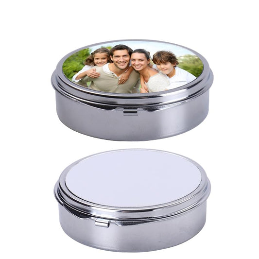 20pieces Sublimation Blank Metal Round Pill Box 3 Compartment Medicine Pill Case,Portable Pocket Purse Pill Box Decorative Metal Medicine Vitamin Organizer for DIY Print