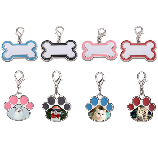 40 Pcs Sublimation Blank Dog Tags Bone Shaped DIY Heat Transfer Print Dog ID Tags Bone Shaped Pet Name Tags Dog Collar Tags with Dogs and Cats for Pet Supplies